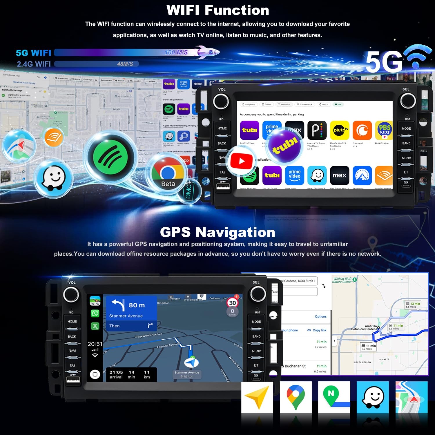 7″Touchscreen Wireless Carplay & Android Auto Stereo for Sierra Silverado