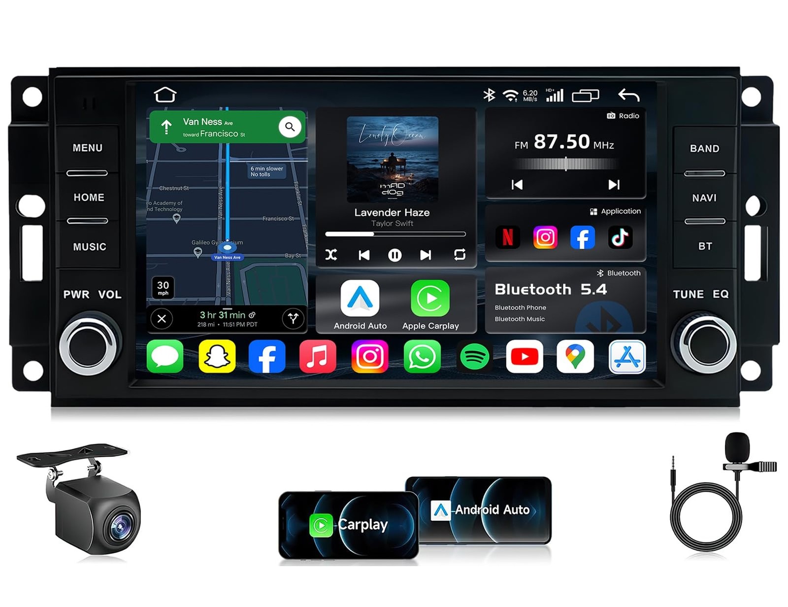 [4G+64G] 5G WiFi Car Radio Stereo for Dodge Challenger 2008-2014: Radio for D…