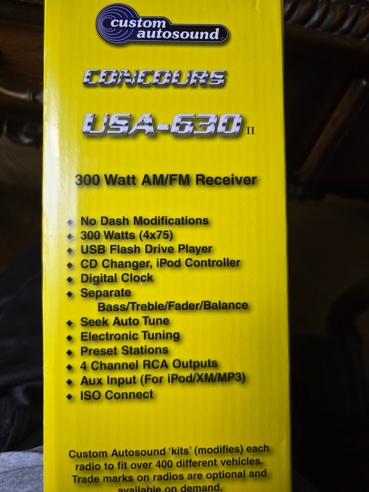 Custom Autosound USA-630 II 1 DIN 300W AM/FM Radio Receiver USB Aux Input