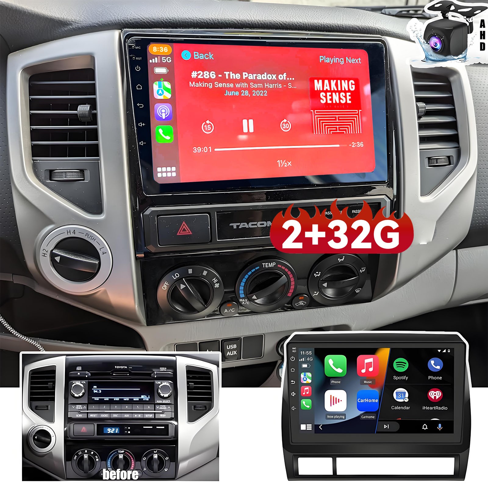 JBL For TOYOTA TACOMA 2005-2013 9″inch CarPlay Android Car Stereo Radio WiFi GPS