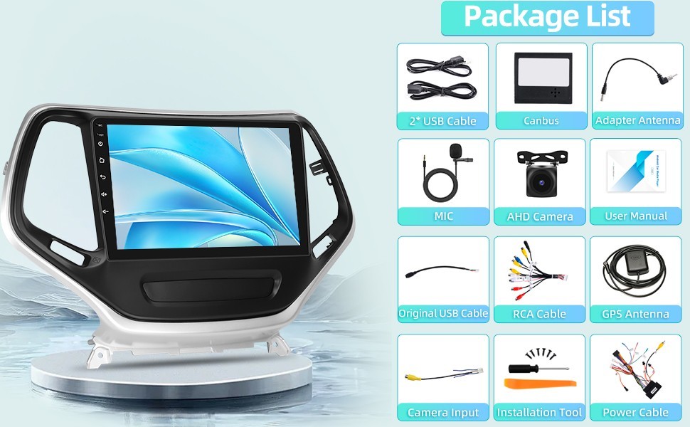10.1″ 4+64G Android Auto Carplay Stereo for Jeep Cherokee 2013-2018; Free Camera