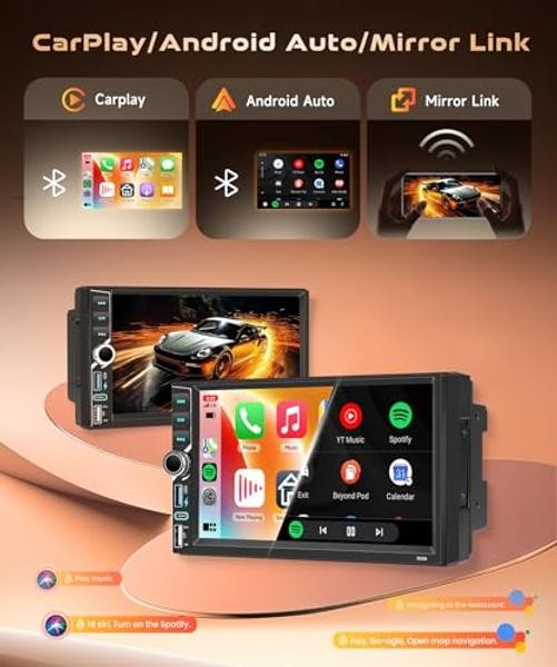 Android 4G+64G Double Din Car Stereo with Wireless 7 inch+Colorful Light