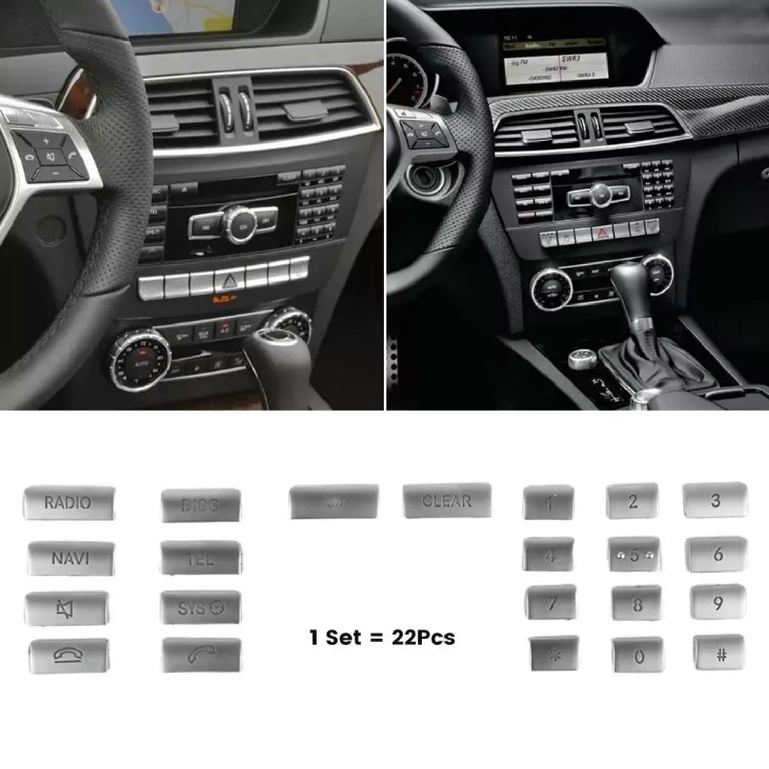 22Pcs Center Console Radio CD Pannel Numbers Button Cover Stickers Set for Me…