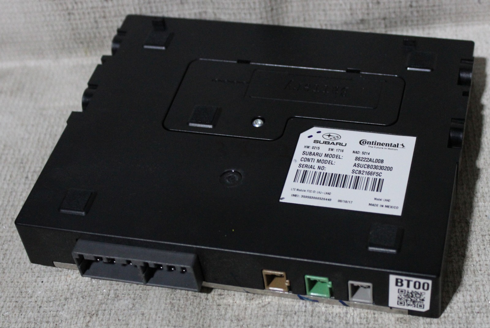 Subaru Legacy 2018 2019 Factory Telematics Bluetooth Control Module 86222AL00B