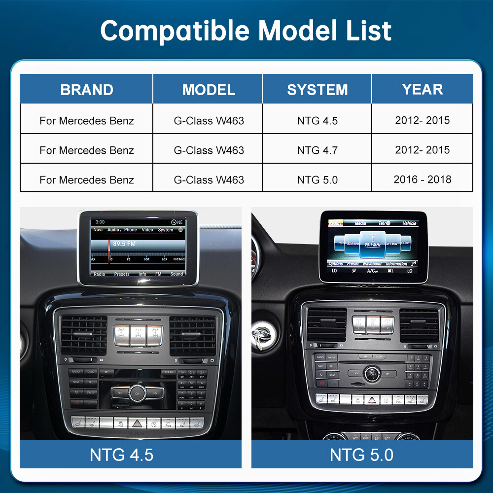 For Mercedes Benz G Class 2012-2018 Wireless CarPlay Android Auto Car Retrofit
