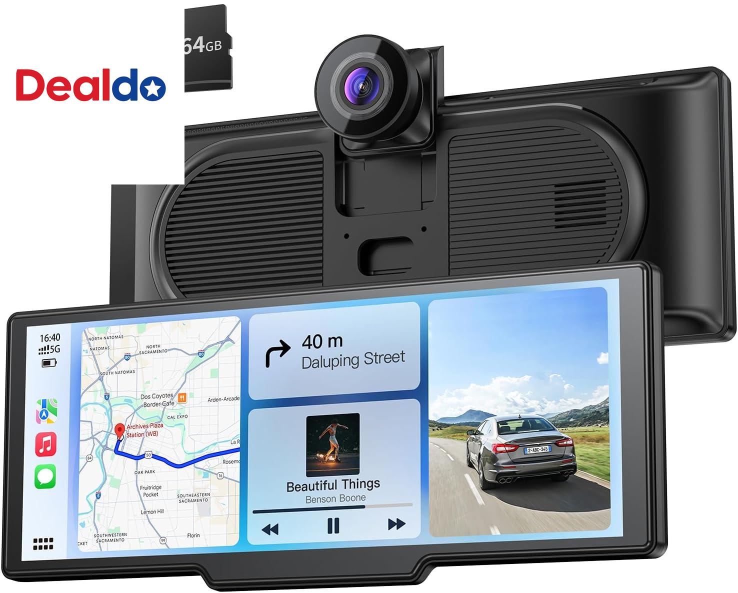 9.26″ Carplay Screen with 4K Dash Cam & HD Backup Camera, Wireless Portable Car