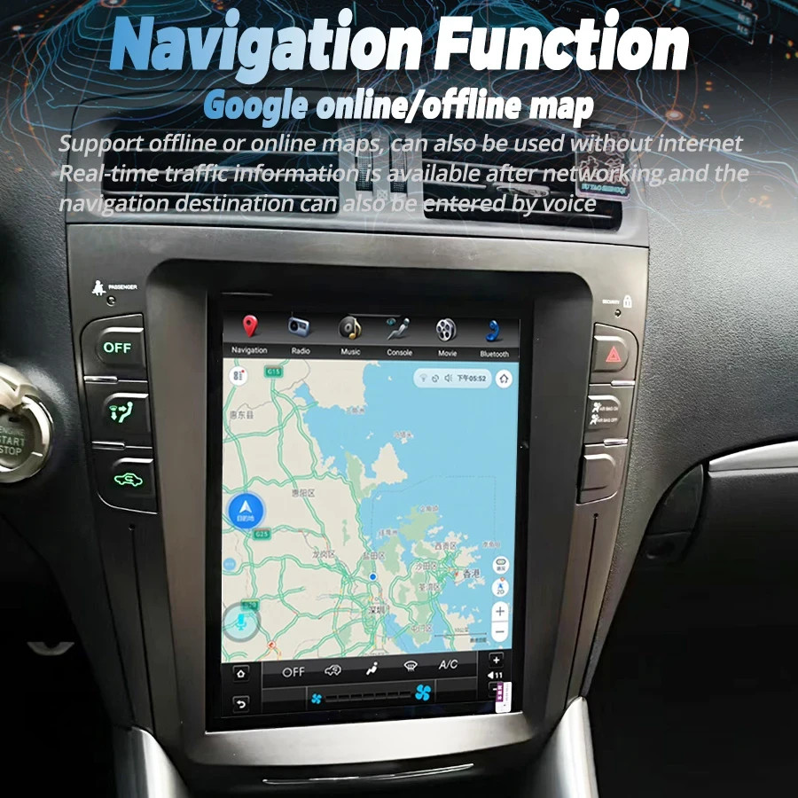 10.4″ Android 13 Car Radio GPS Carplay Screen Navigation For lexus IS250 IS350