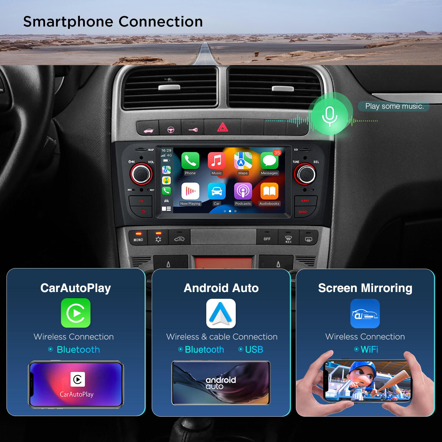 6.1″ Android 13 8-Core Car Stereo GPS CarPlay 4+64GB For Fiat Grande Punto Linea