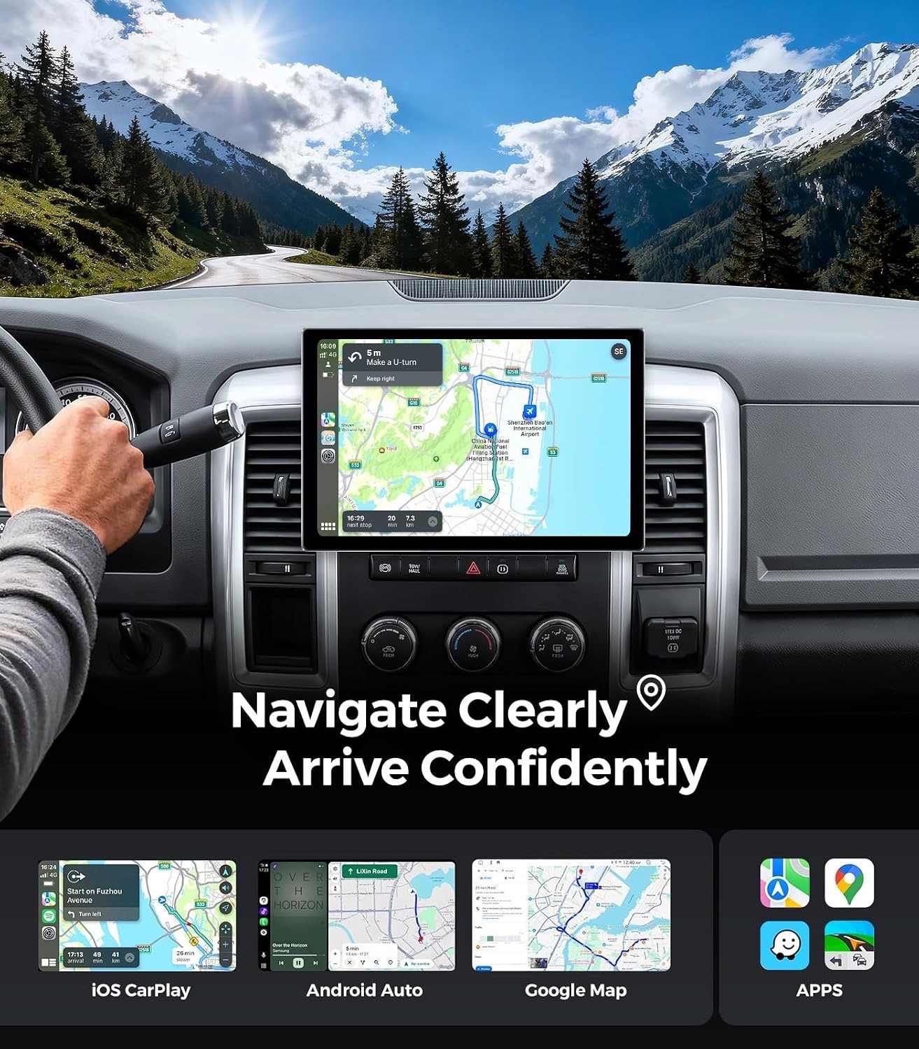 11.5″ Touchscreen Radio for Dodge Ram 2009-2012 & Jeep Wrangler JK 2007-18