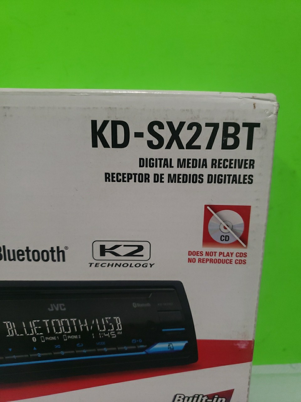 JVC KDSX27BT Car Stereo with Bluetooth 100W Digital Media Receiver 1.5A Open Box