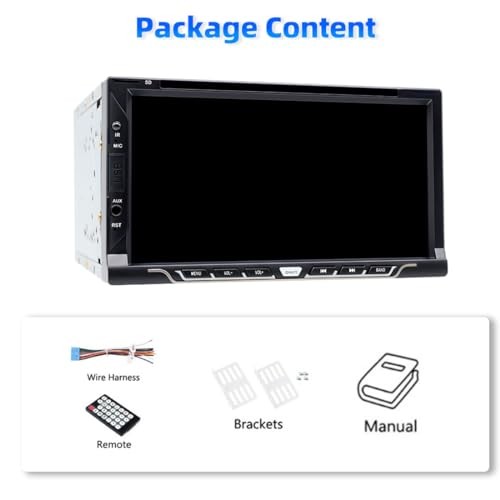 Double Din Car Stereo with CD/DVD Player, CarPlay/Android Auto 7″ Touch