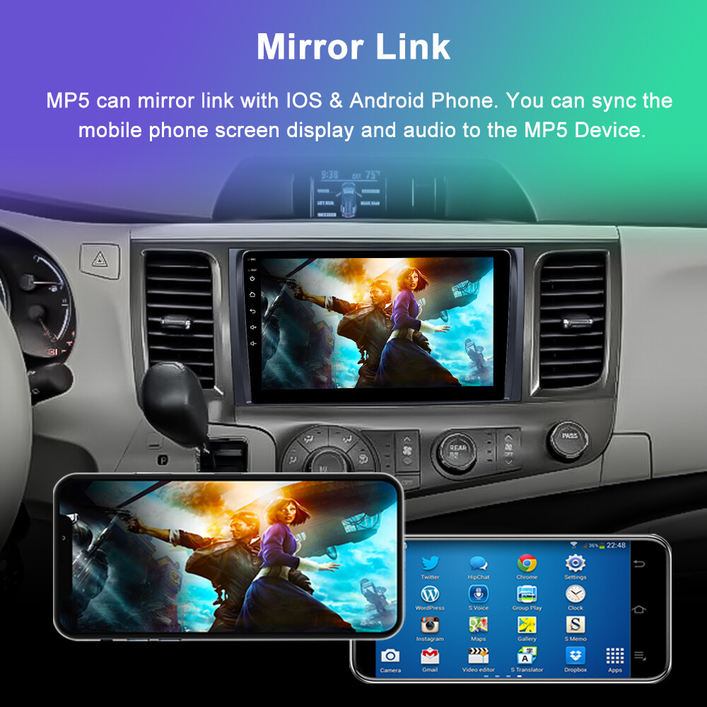 For Toyota Sienna 2011-14 Android 13 Car Stereo Radio GPS NAv Apple Carplay+Cam