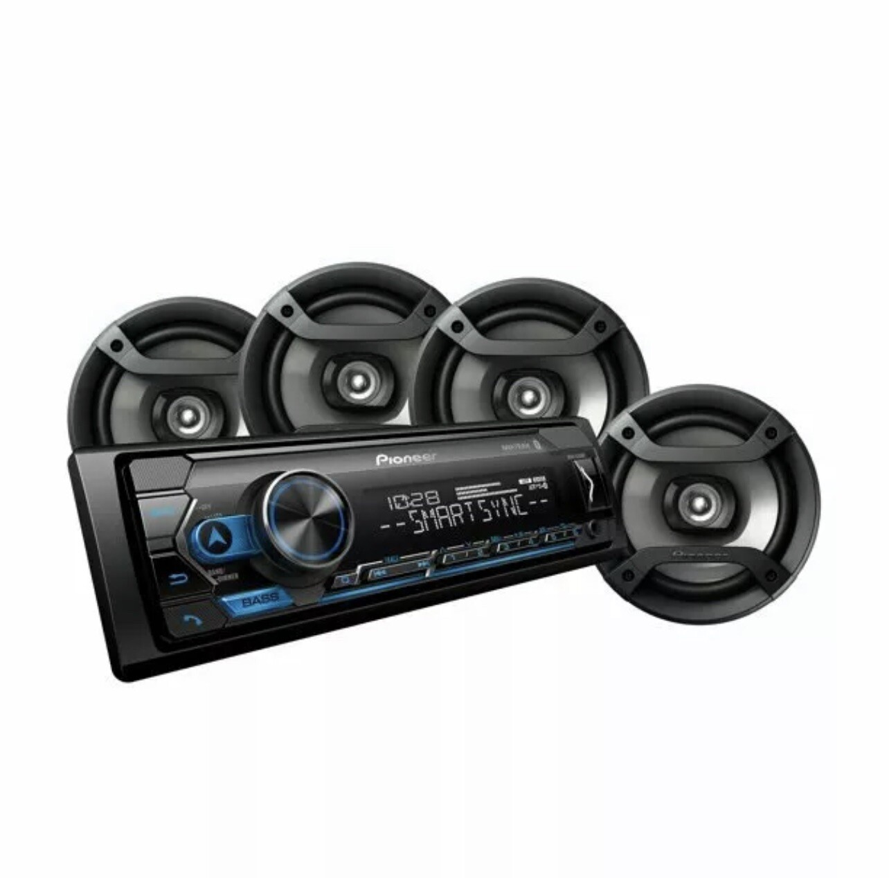 Pioneer 1-DIN Bluetooth Digital Media Receiver and 2 SETS 6.5″ Coaxial Speakers