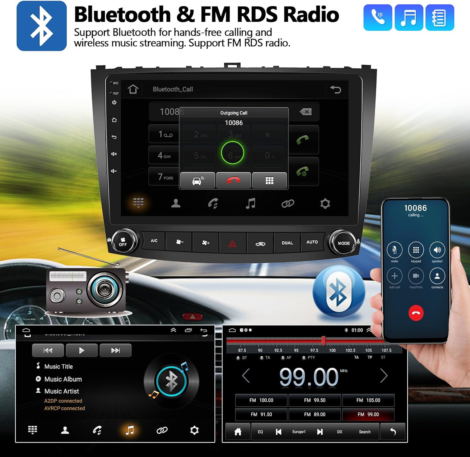 For Lexus IS250 IS350 2006-2012 Android 13 Apple CarPlay Car Stereo Radio GPS BT