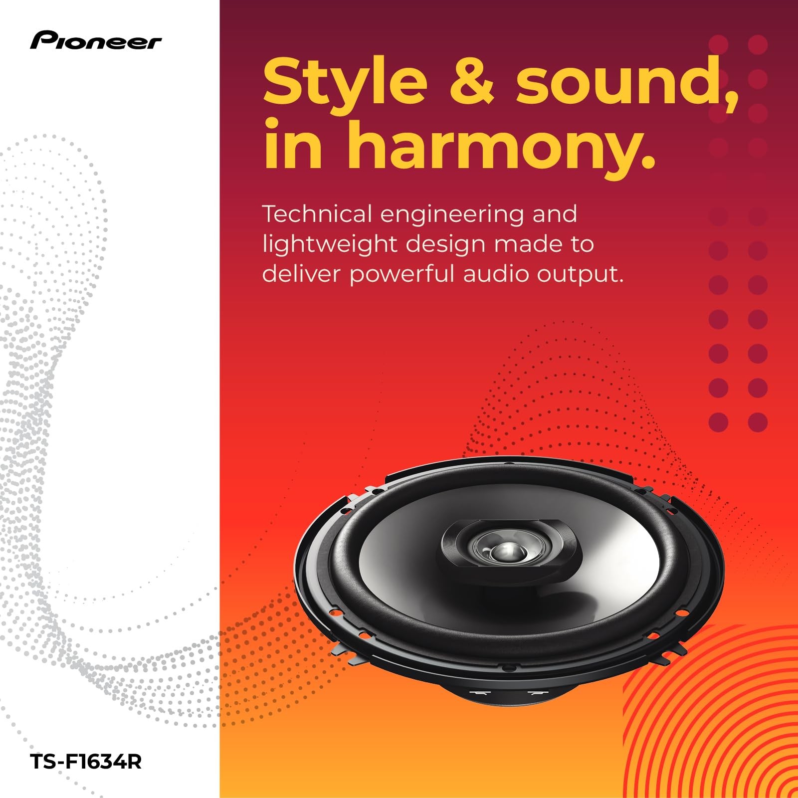 F-Series TS-F1634R 6.5” 2-Way Speakers (Pair) – 200W Max, Balanced Sound + Sm…