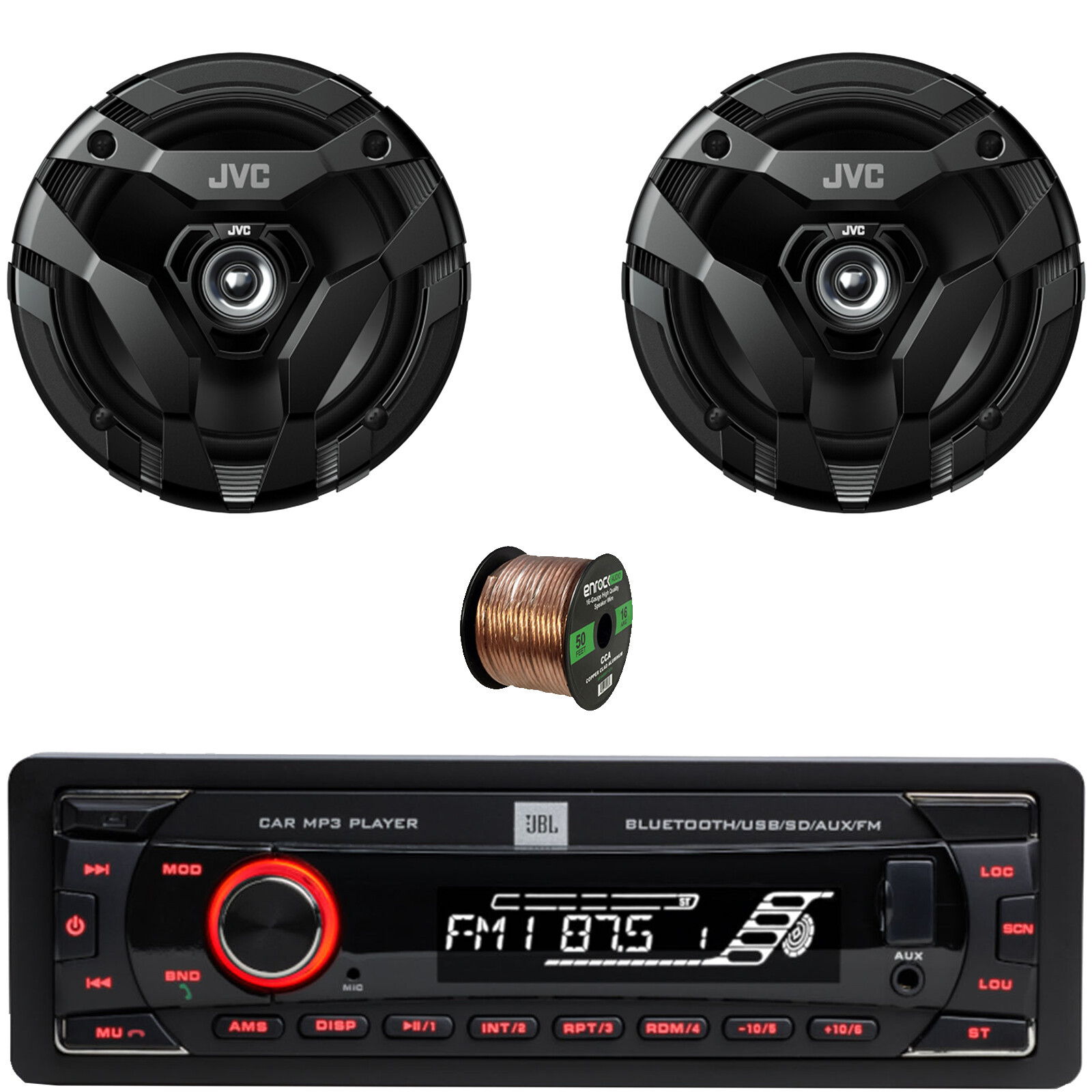 JBL Celebrity100 1-DIN Bluetooth SD/MP3 Radio, 2x 6.5″ 300W Coaxial Speakers