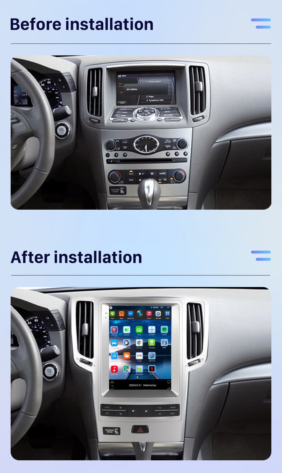 Car Radio for Infiniti G37 G35 G25 Wireless Carplay Android Auto 5G WiFi DSP