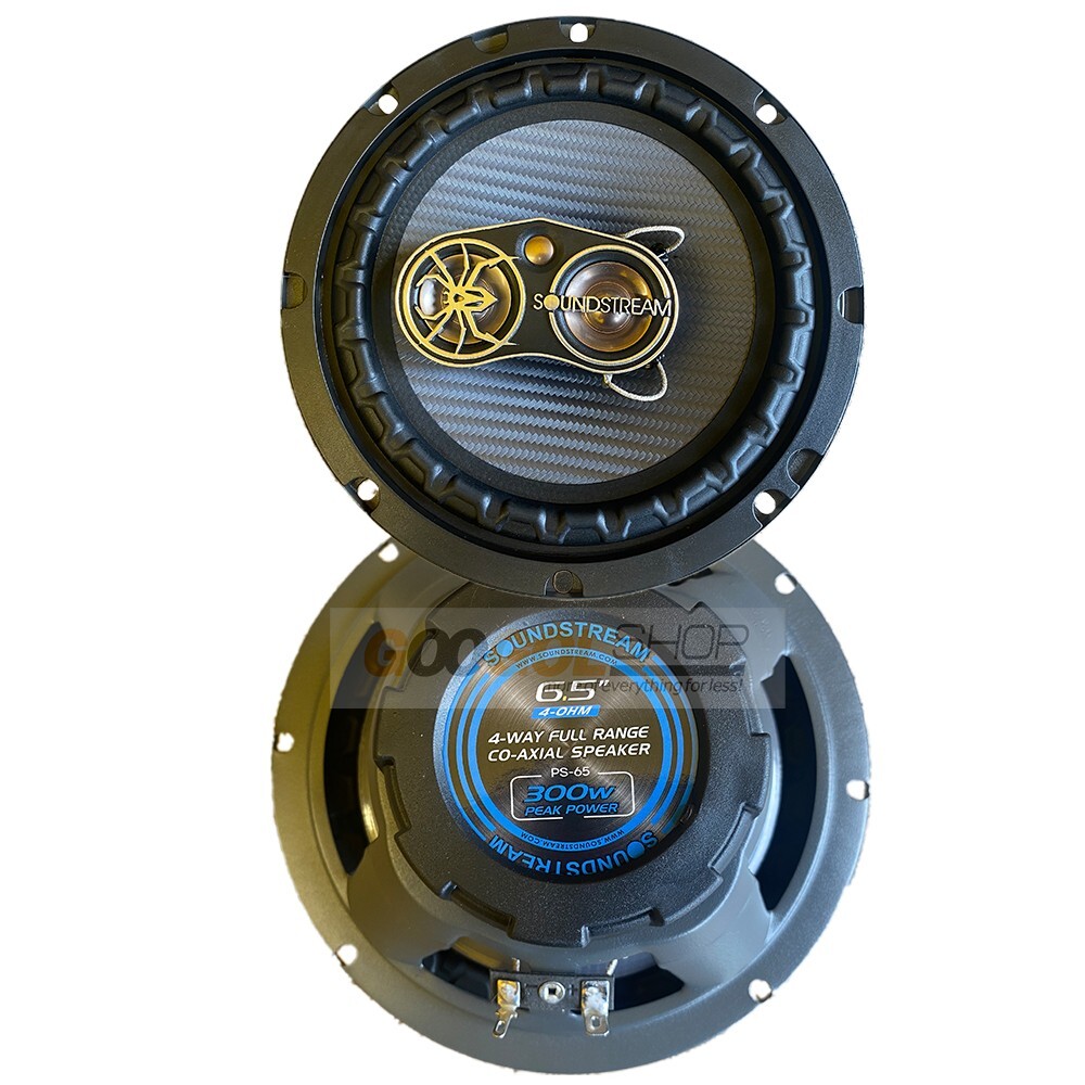 Soundstream Single DIN Car Stereo Receiver & 2 Pair 300W 6.5″ Coaxial Speakers