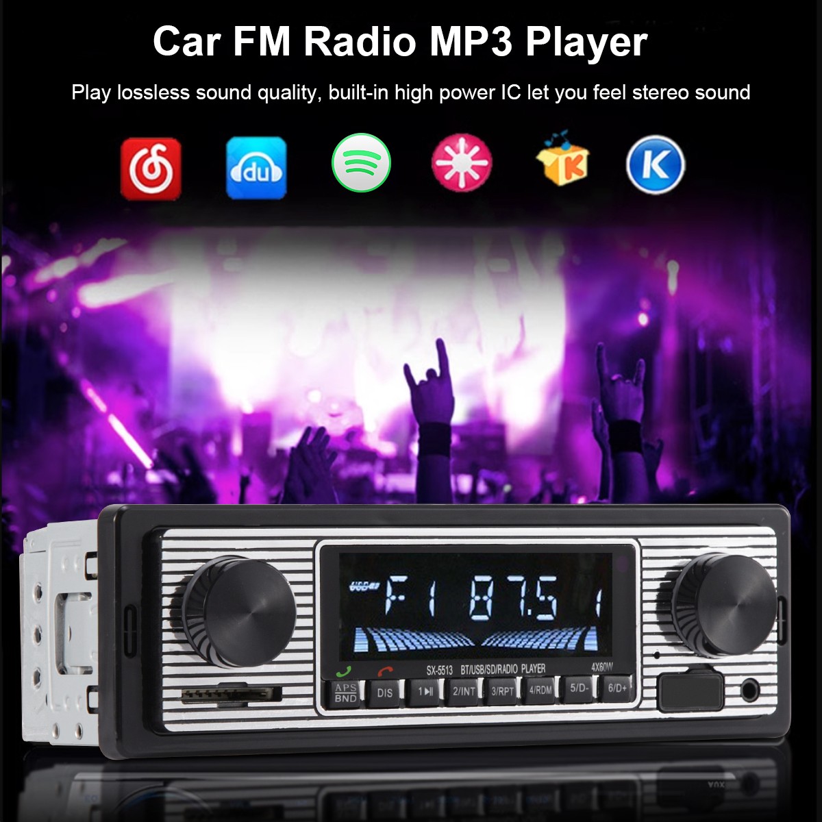 Vintage Bluetooth Car FM Radio MP3 Player SB Classic Stereo Audio Receiver AUX