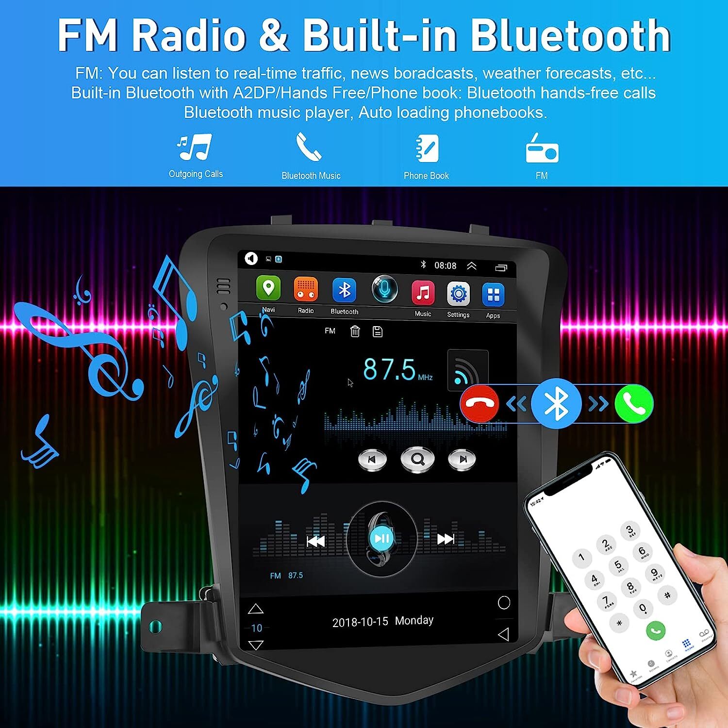 UPGRADE DASH KIT CARPLAY RADIO GPS STEREO CAMERA FOR CHEVY CRUZE 2009-15 ANDROID