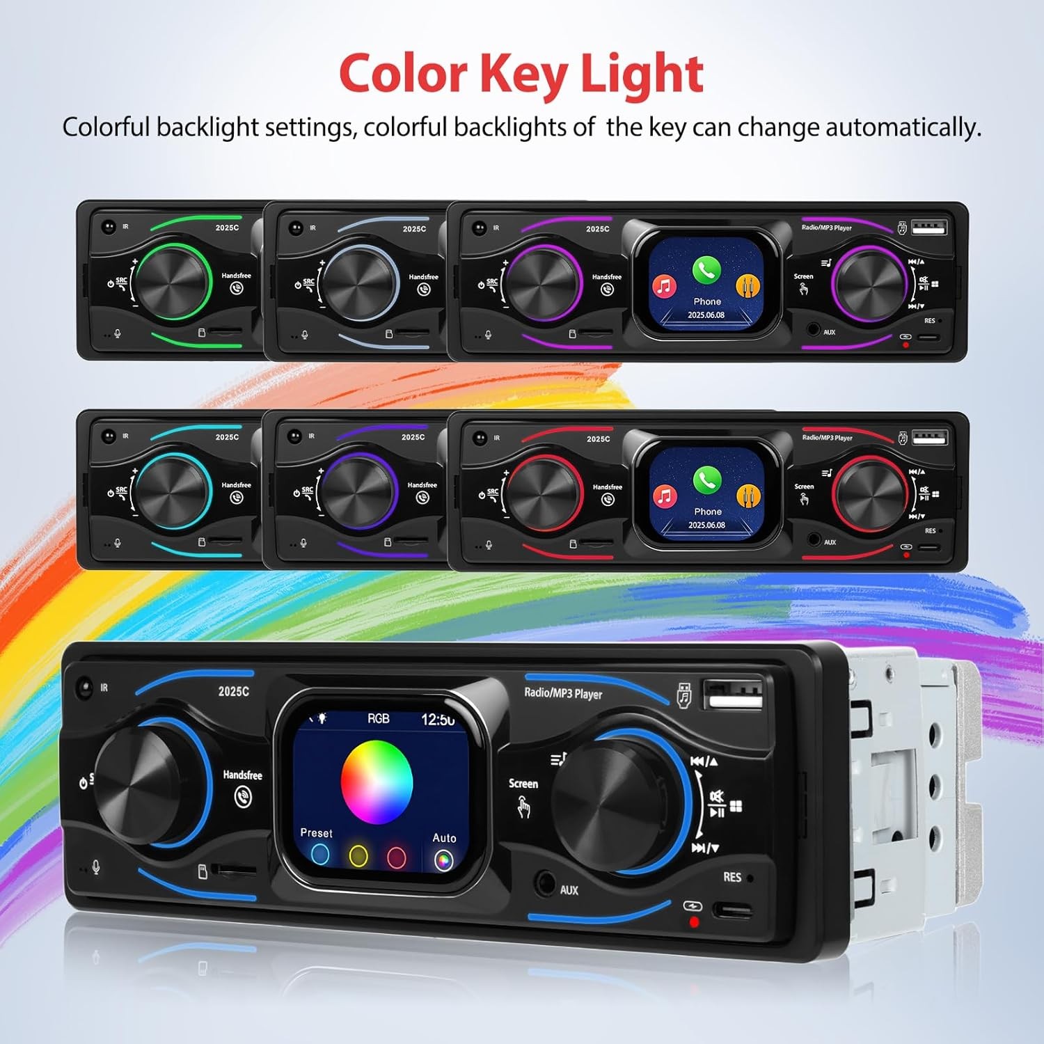 2.17″ Touch Screen Bluetooth Single Din Car Stereo MP3 FM Radio/MP3/SD/AUX/USB