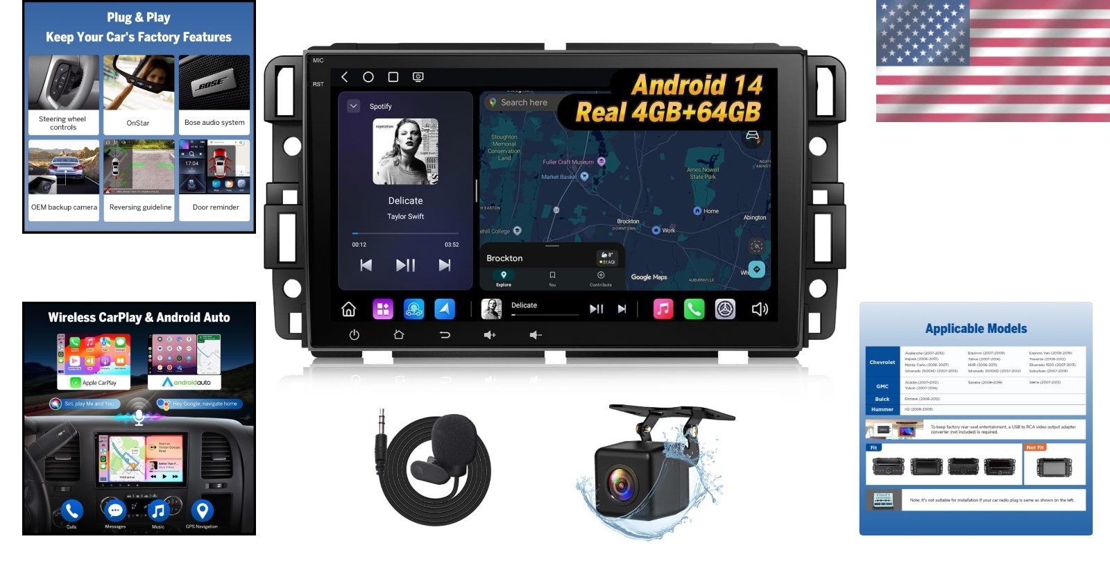 Plug & Play Car Stereo for GM Vehicles, Rear Camera Support