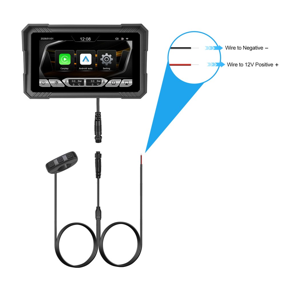 5″ Waterproof Motorcycle Portable Wireless Apple Carplay Android Auto Car Stereo