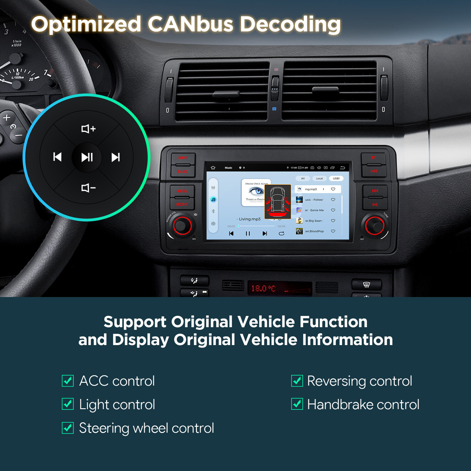 128G For BMW E46 M3 7″ Android 12 GPS Navigator Car Radio DVD Player Navi Stereo