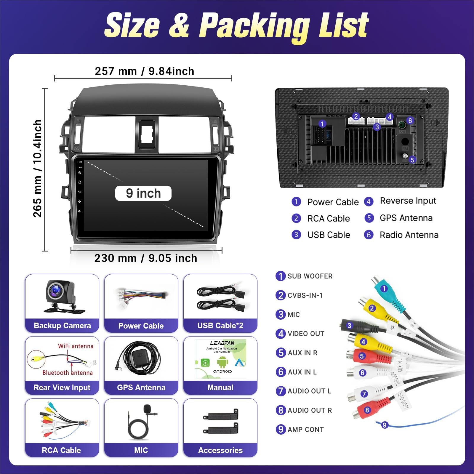 4Core 64G Carplay Radio Stereo Android 13 Screen For Toyota Corolla 2009-2013