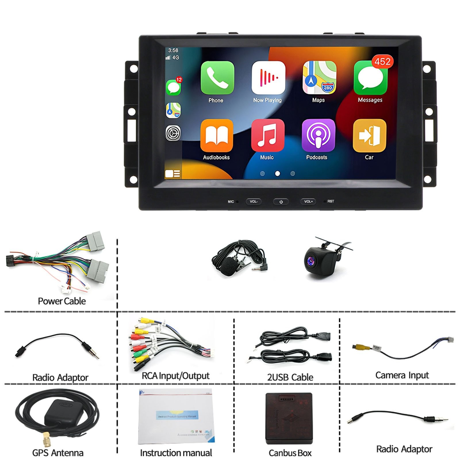 8″ Android 13 Carplay For Chrysler 300C 2005-2007 2Din Car Stereo Radio BT