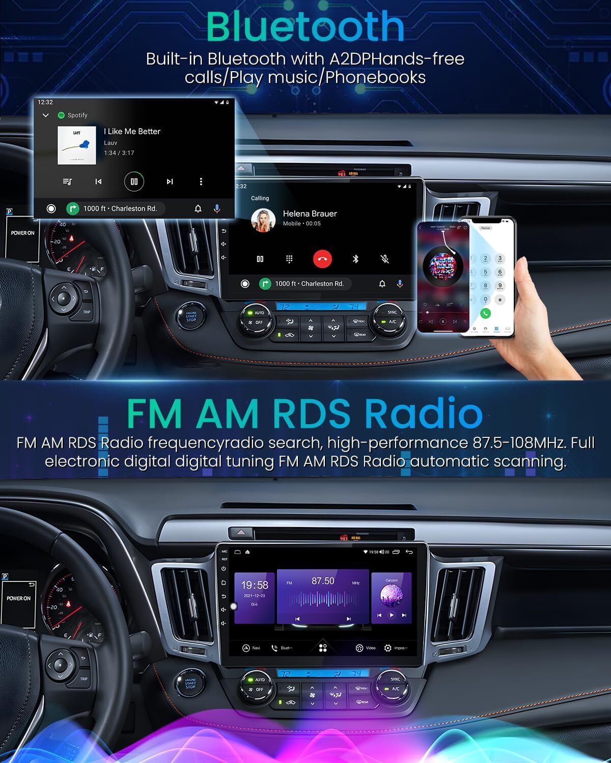 For Toyota RAV4 2013-2018 Android 13 Car Stereo GPS Navi Radio Carplay BT 4+64GB