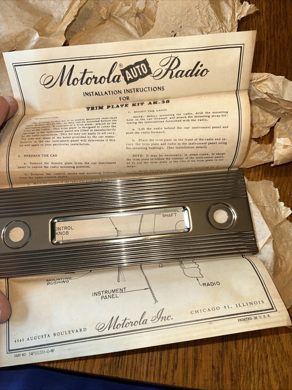 Trim Bezel Car Motorola Radio OEM NOS