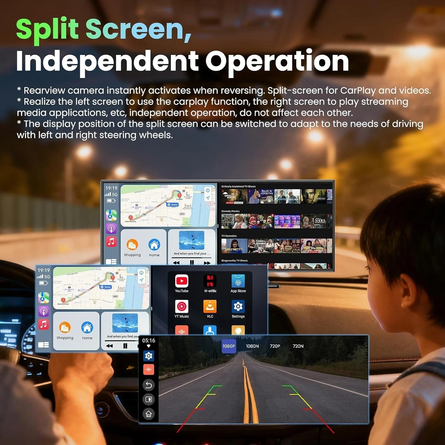 Largest 11.5 inch Wireless CarPlay Screen for Car,Built-in N-etflix/YouTube