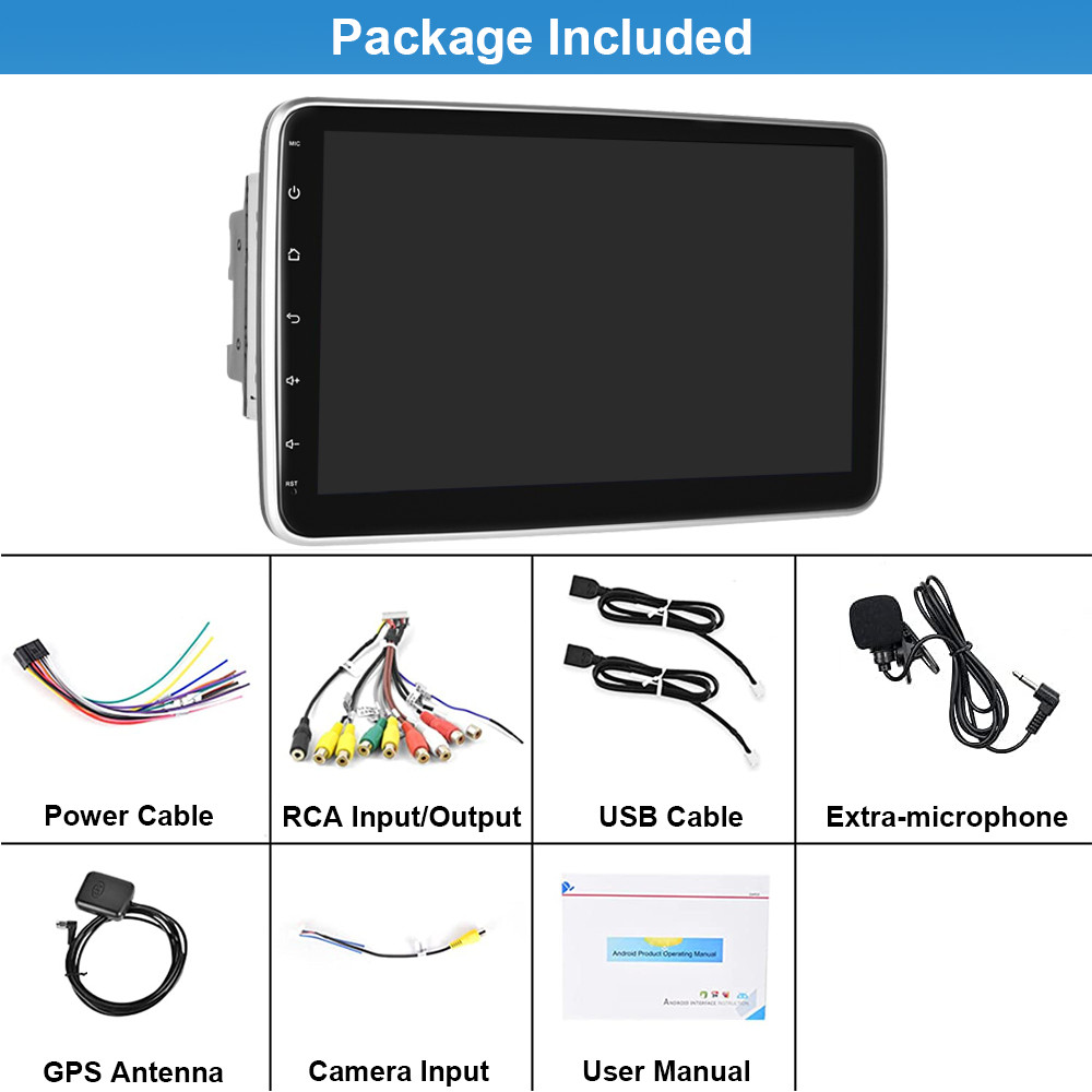 10.1″ Double 2 Din 2+64GB Android 13 Rotatable Car Stereo GPS Radio Carplay DVR
