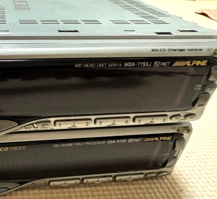 ALPINE MDA-7755J CDA-5755 Ai-NET MD CD Head Unit Set JDM Car Audio AS-IS