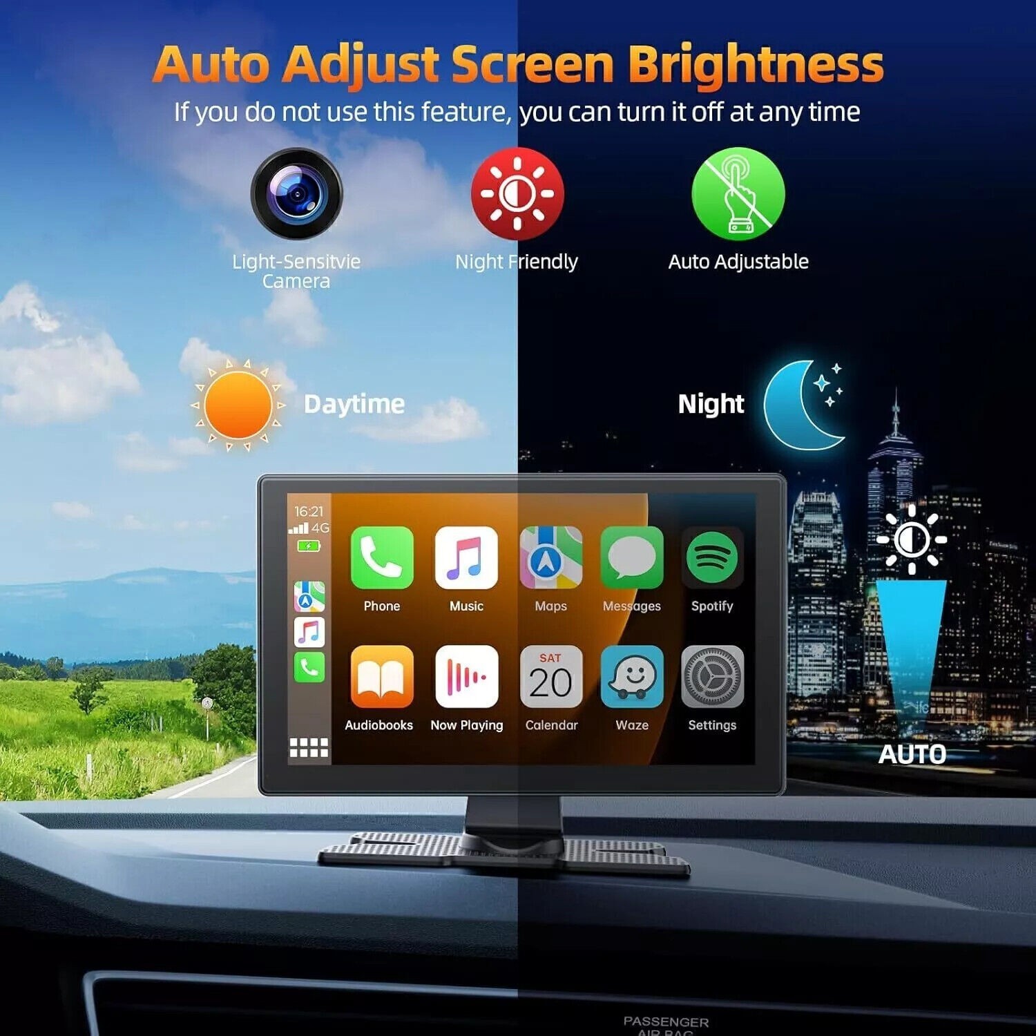 9″Car Stereo Radio 4K Dash Cam Wireless Apple Carplay&Android Auto+1080P Camera