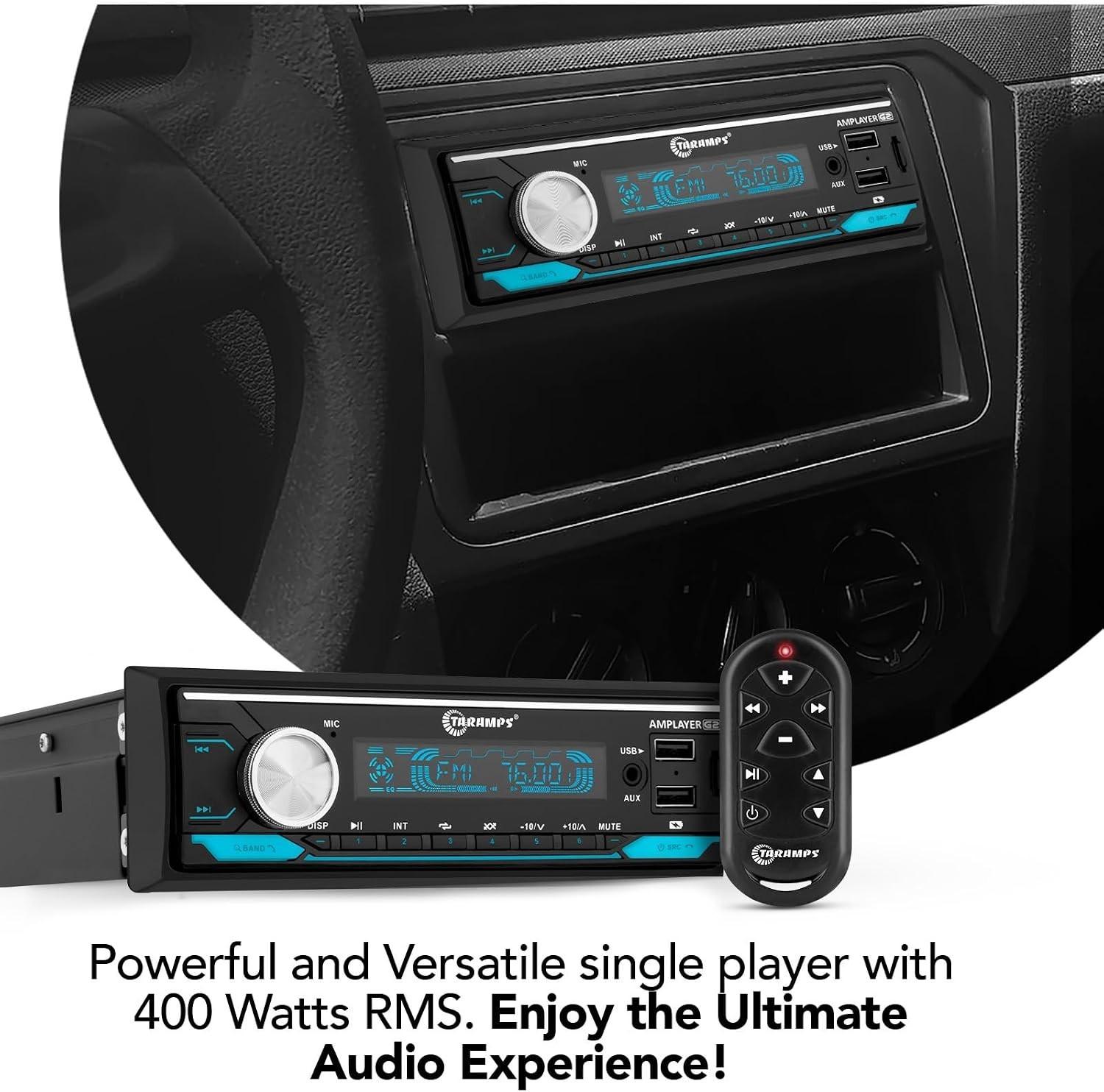 Taramps Amplayer Audio Processor G2 2 Ohm 400W RMS Compact RGB Bluetooth Stereo