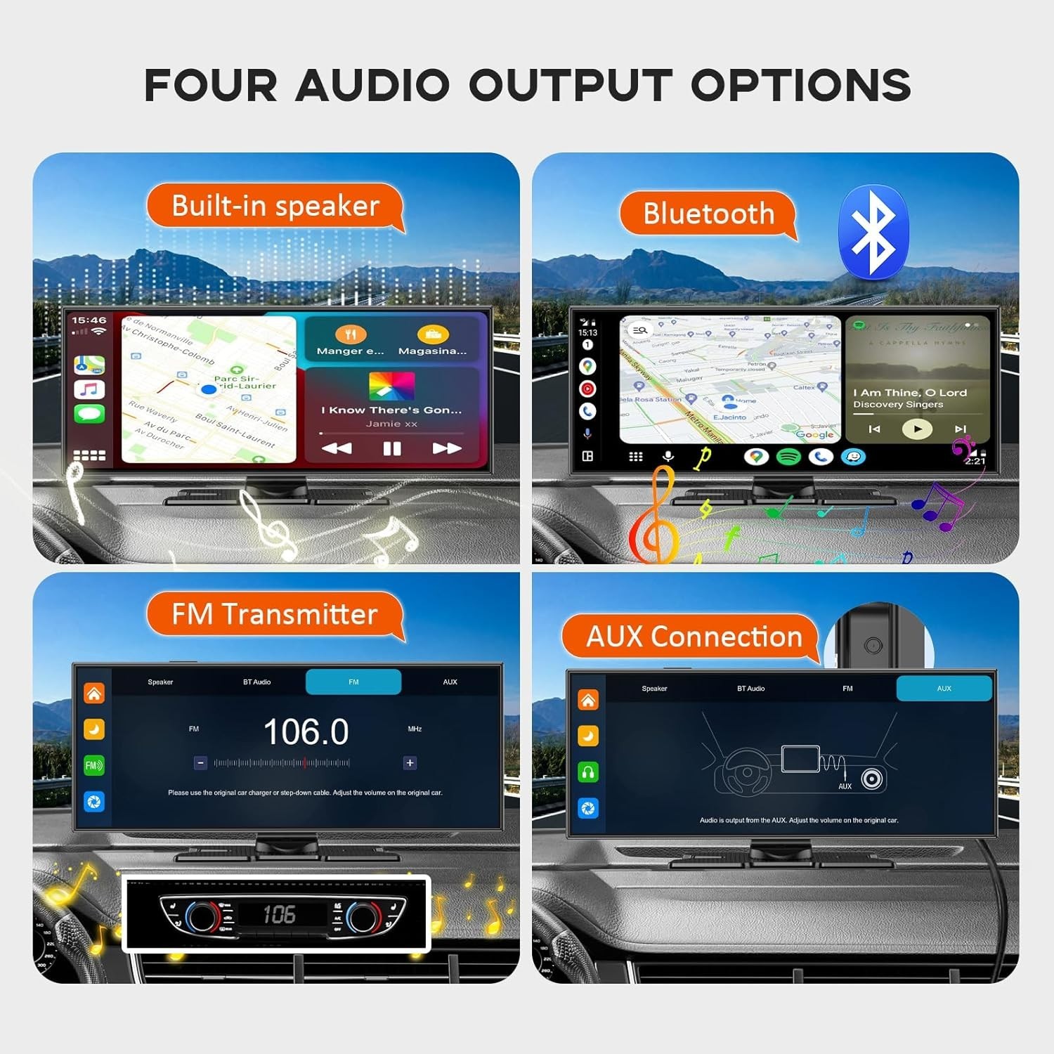 Largest 11.5″ Portable Carplay Screen for Car, 4K Wireless Car Play & Black