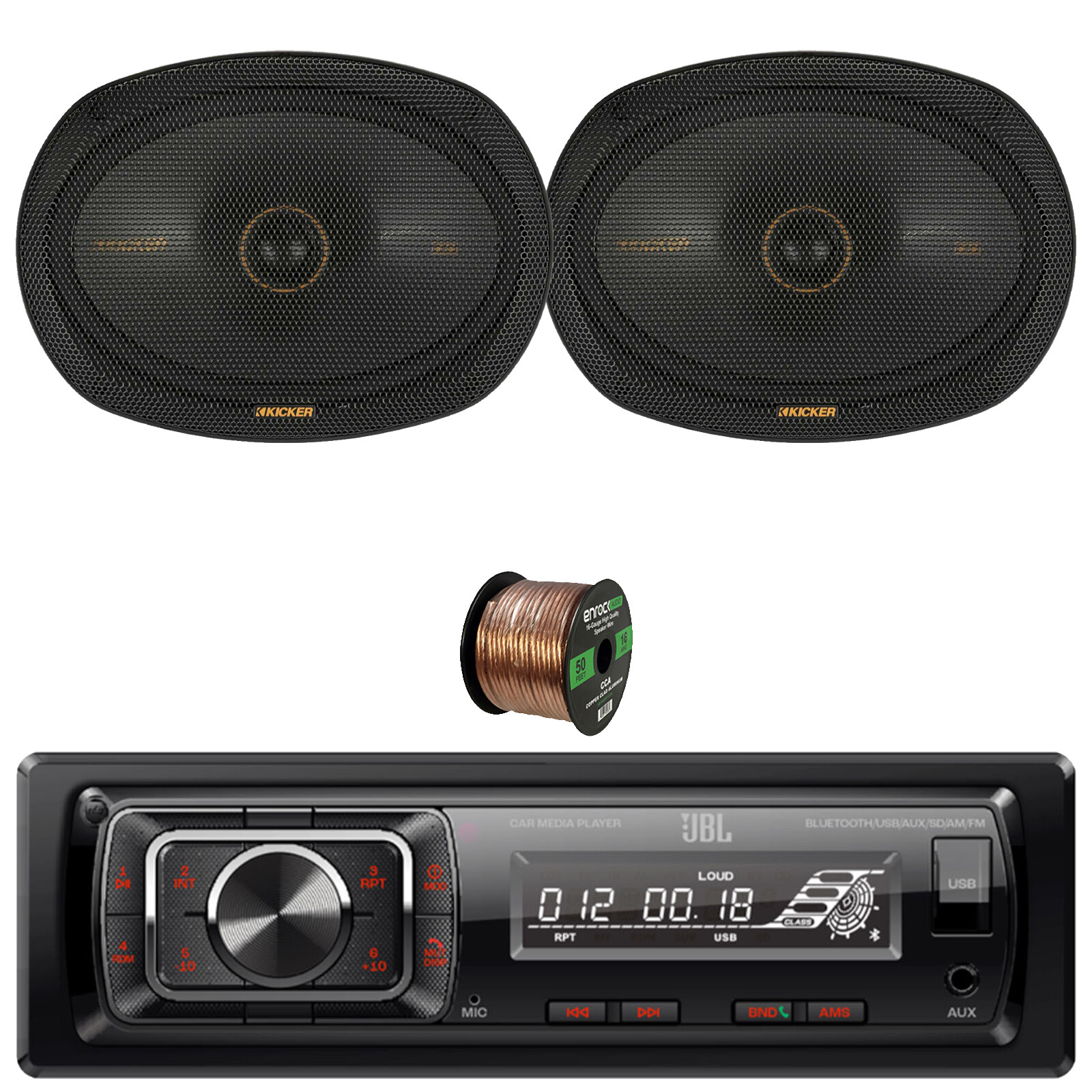 JBL Celebrity150 1-DIN F/R And Sub Output Receiver, 6×9″ 300W Speakers (Pair)