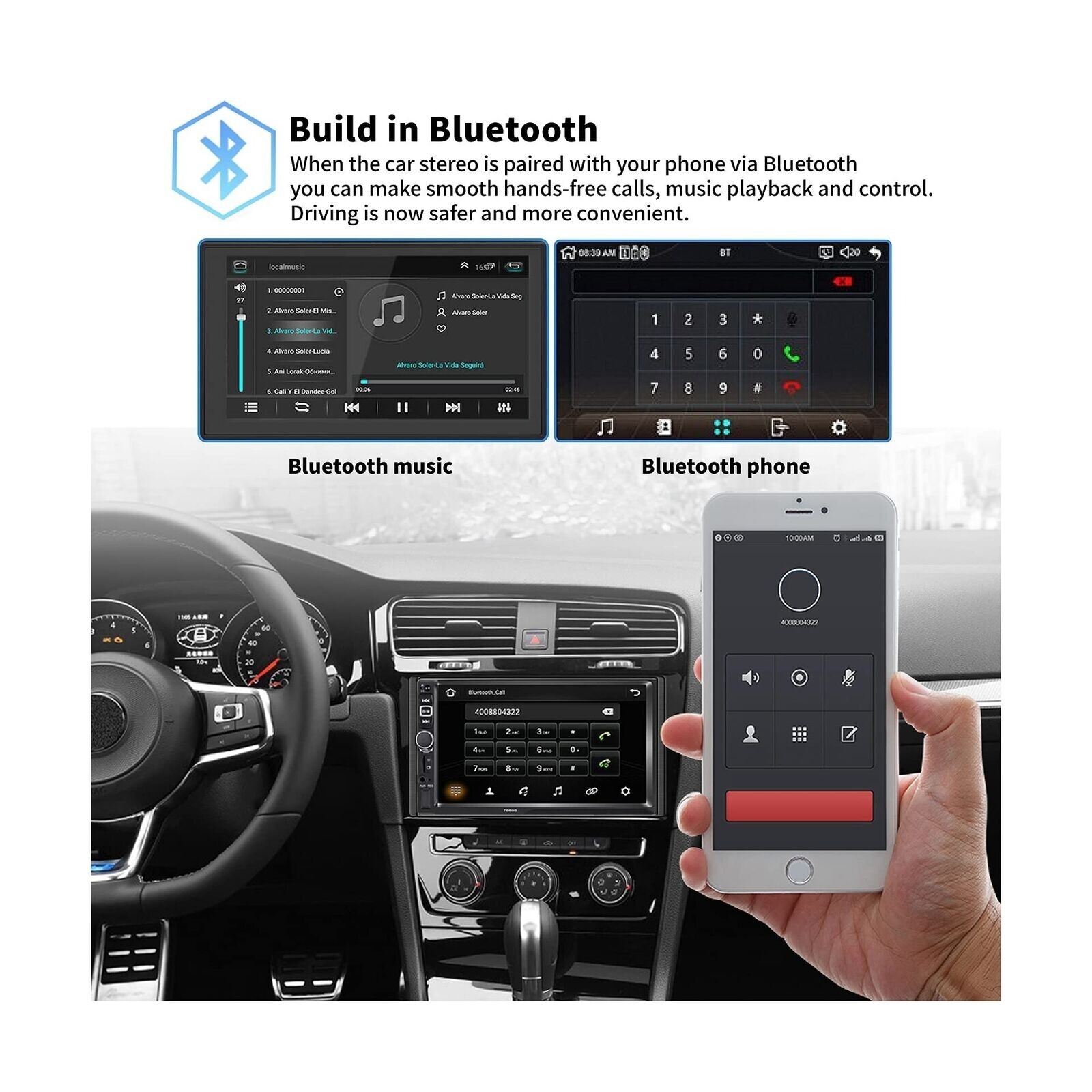 Double Din Car Stereo Radio Compatible with Apple Carplay and Android Auto 7″