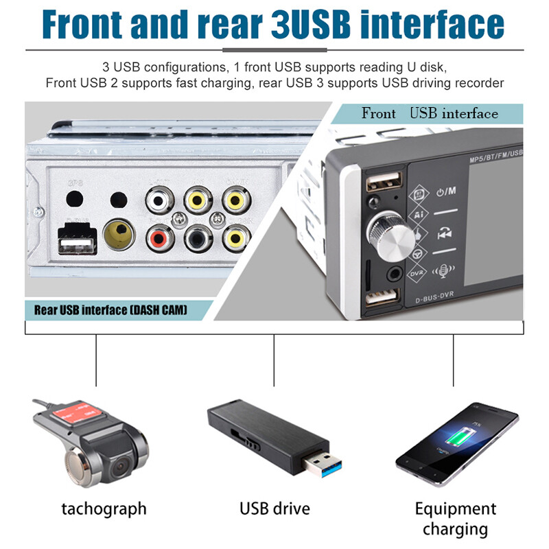 5.1 Inch FM/AM Single 1Din Car Radio Mirror link Touch Screen IPS Bluetootn4.2
