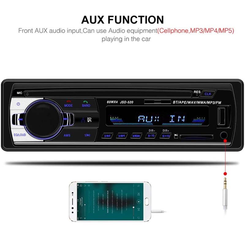1 Din Car Stereo Radio Audio In-Dash Unit FM Aux Input USB MP3 Bluetooth Player