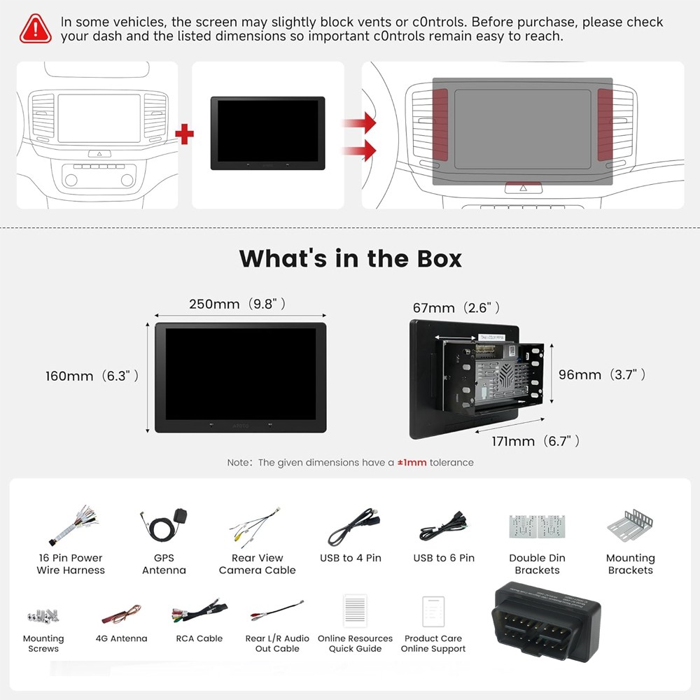 2026 ATOTO A7 Android 13 OBDII 4+64GB Car Stereo Built-in AI Voice Radio 4G LET