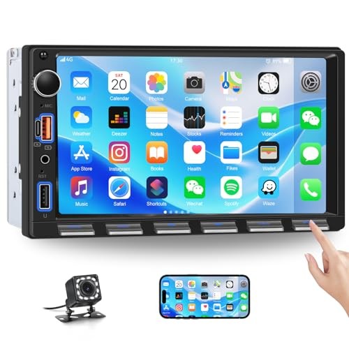 [Upgrade] Double Din Car Stereo with Bluetooth,7 Inch double din with button