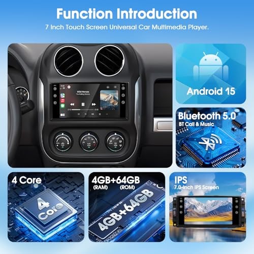 Android 15 Car Stereo for [4+64G] with Mirror Link