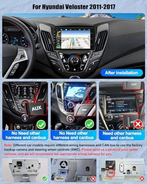 8 core 4+64G for Hyundai Veloster 2011-2017 Android 15 Car Stereo 9 inch