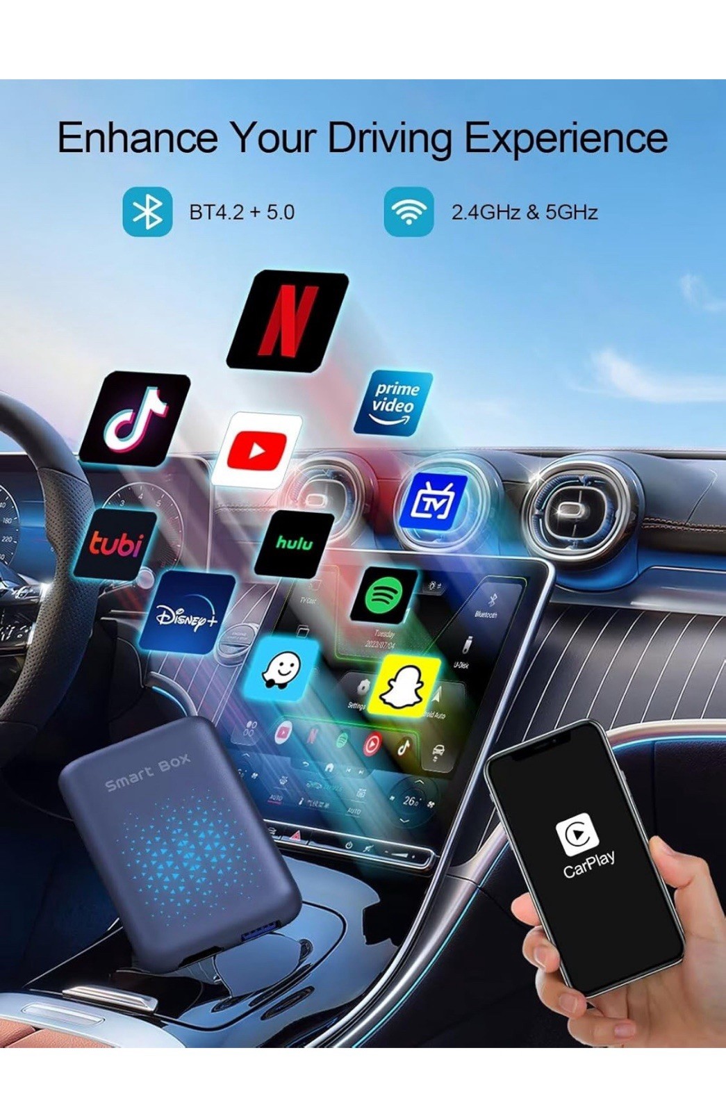 Wireless CarPlay WIFI AI box Android Auto Adapter Converter w/ Netflix YouTube