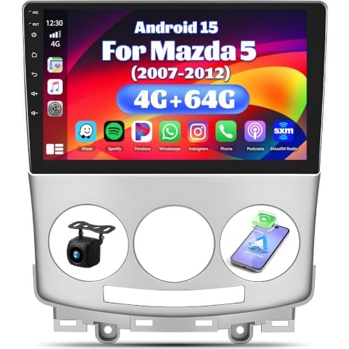 [4G+64G] Car Radio for Mazda 5 2007-2012 with Wireless CarPlay Android Auto,9″