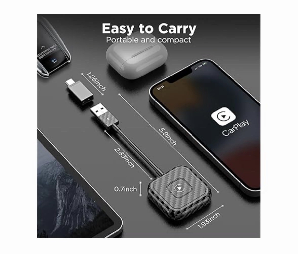 Wireless CarPlay Adapter for Apple CarPlay, Plug And Play, Easy to Setup NEW
