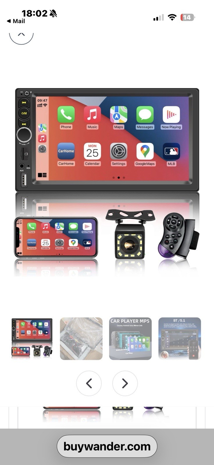2 DIN MP5 Car Player Touchscreen Bluetooth 5.1 Apple CarPlay USB Input- NEW!